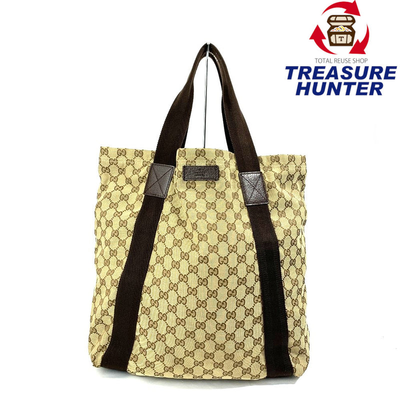 GUCCI(グッチ)　GGキャンバス　トートバッグ　189669　ブラウン系　キャンバス×レザー 【102062281003】