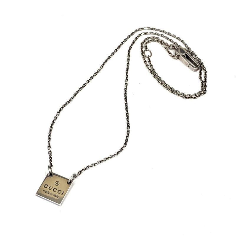 GUCCI(グッチ) スクエア ロゴプレート ネックレス 1313AR Ag925 シルバー チェーン長さ44/48cm レディース 【102062284001】
