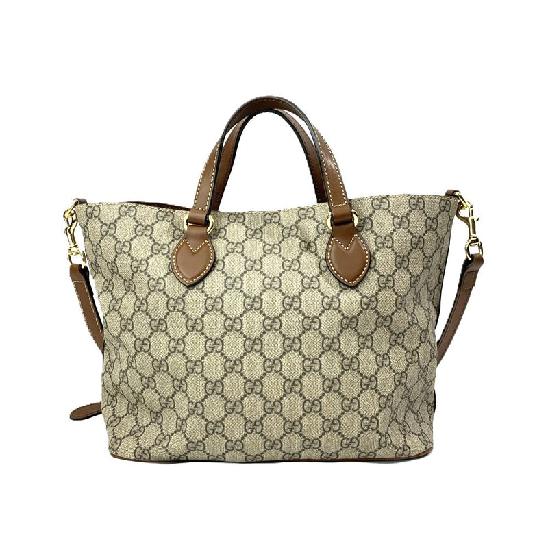 GUCCI(グッチ)　GGスプリーム　2wayバッグ　473387　ブラウン系 PVC×レザー　レディース 【102062286003】