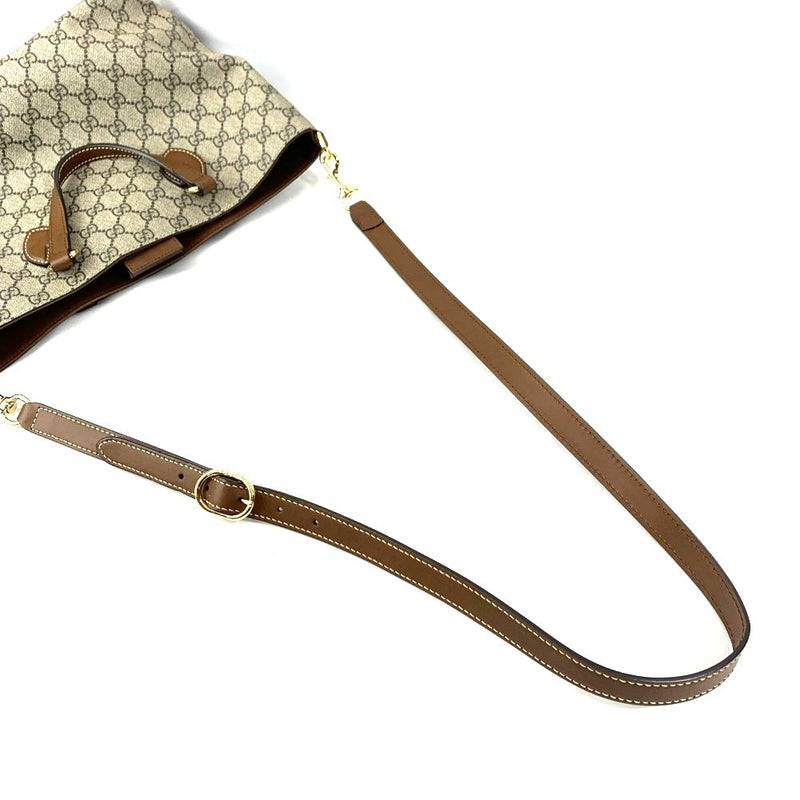 GUCCI(グッチ)　GGスプリーム　2wayバッグ　473387　ブラウン系 PVC×レザー　レディース 【102062286003】