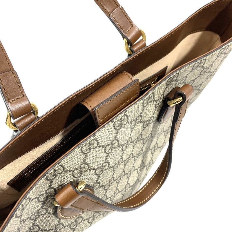 GUCCI(グッチ)　GGスプリーム　2wayバッグ　473387　ブラウン系 PVC×レザー　レディース 【102062286003】
