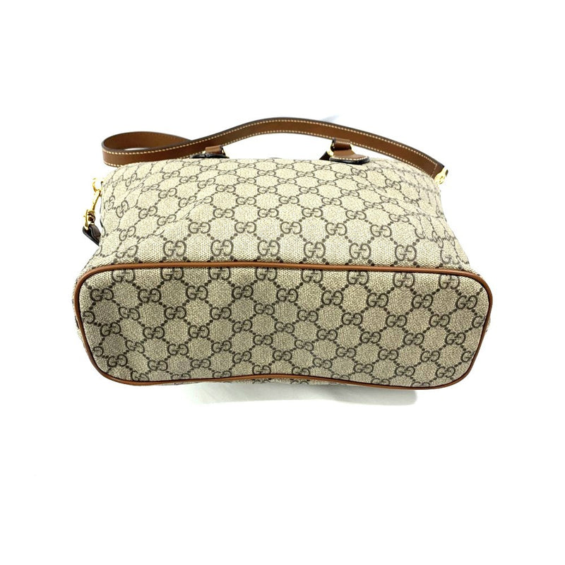 GUCCI(グッチ)　GGスプリーム　2wayバッグ　473387　ブラウン系 PVC×レザー　レディース 【102062286003】