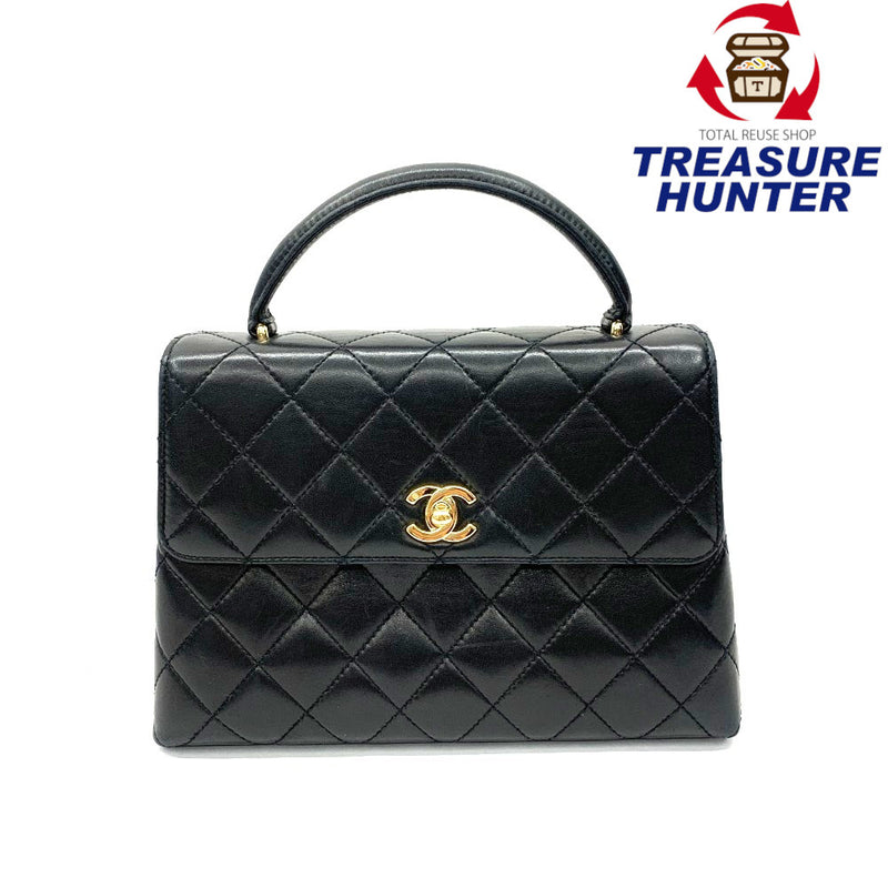 CHANEL(シャネル)　マトラッセ　ココマーク　ハンドバッグ　ラムスキン　ブラック　ターンロック開閉式　レディース 【102062306005】