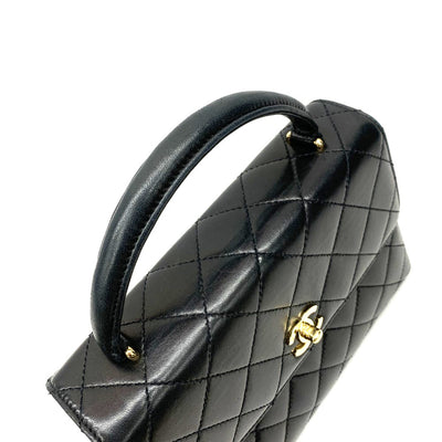 CHANEL(シャネル)　マトラッセ　ココマーク　ハンドバッグ　ラムスキン　ブラック　ターンロック開閉式　レディース 【102062306005】