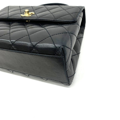CHANEL(シャネル)　マトラッセ　ココマーク　ハンドバッグ　ラムスキン　ブラック　ターンロック開閉式　レディース 【102062306005】