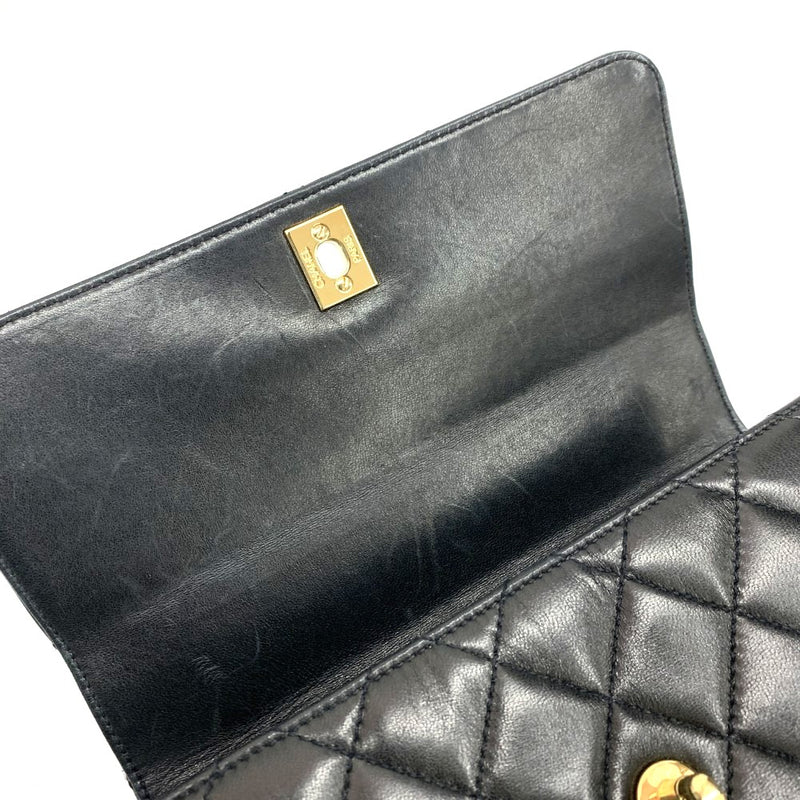 CHANEL(シャネル)　マトラッセ　ココマーク　ハンドバッグ　ラムスキン　ブラック　ターンロック開閉式　レディース 【102062306005】