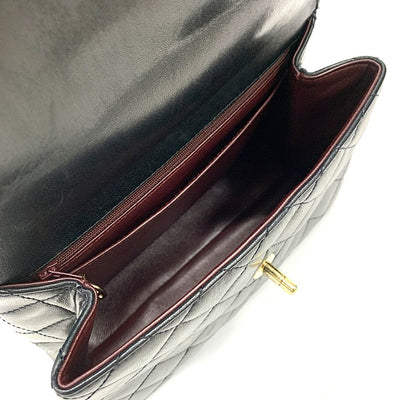 CHANEL(シャネル)　マトラッセ　ココマーク　ハンドバッグ　ラムスキン　ブラック　ターンロック開閉式　レディース 【102062306005】
