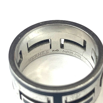 HERMES(エルメス) ムーブアッシュ リング サイズ50（10号相当）Ag925シルバー ブラック×シルバーカラー 指輪 【102062336001】