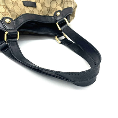 GUCCI(グッチ) GGキャンバス トートバッグ 388919 GGキャンバス×レザー ベージュ×ブラック レディース 【102062398003】