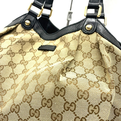 GUCCI(グッチ) GGキャンバス トートバッグ 388919 GGキャンバス×レザー ベージュ×ブラック レディース 【102062398003】