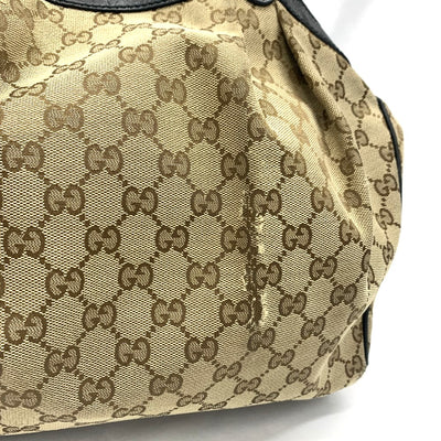 GUCCI(グッチ) GGキャンバス トートバッグ 388919 GGキャンバス×レザー ベージュ×ブラック レディース 【102062398003】