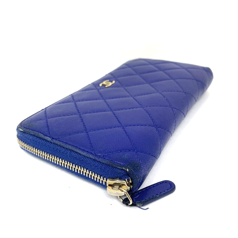 シャネル ラウンドファスナー長財布　キャビアスキン　青　CHANEL　ブルー シャネル ラウンドファスナー長財布 キャビアスキン 青 CHANEL ブルー