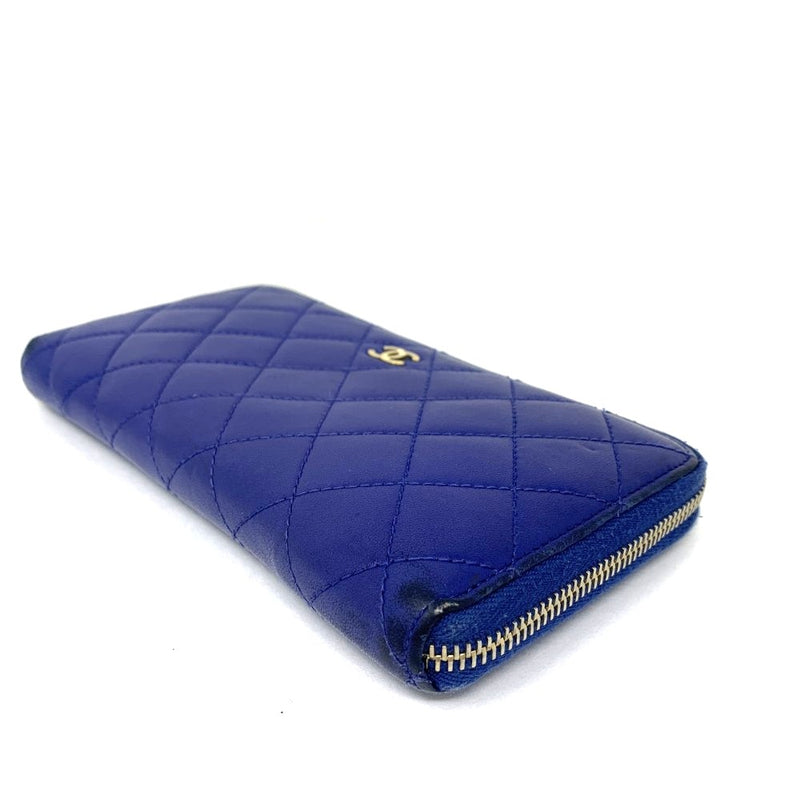 CHANEL(シャネル) マトラッセ ラウンドファスナー長財布 A50097 キャビアスキン ブルー レディース 【102062404003】