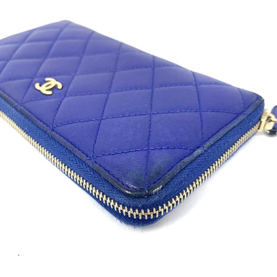 CHANEL(シャネル) マトラッセ ラウンドファスナー長財布 A50097 キャビアスキン ブルー レディース 【102062404003】