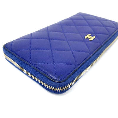 CHANEL(シャネル) マトラッセ ラウンドファスナー長財布 A50097 キャビアスキン ブルー レディース 【102062404003】