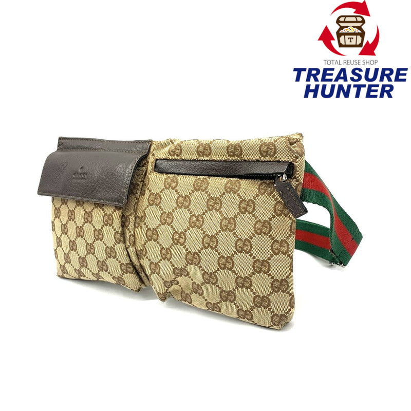 GUCCI(グッチ) GGキャンバス ウエストバッグ 28566  GGキャンバス×レザー ブラウン ベージュ 【102062433003】