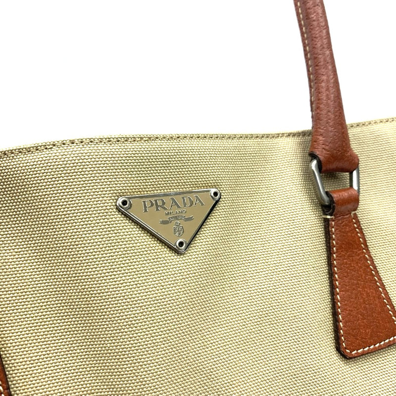 PRADA(プラダ) キャンバス トートバッグ BR0391 キャンバス×レザー ベージュ×ブラウン 【102062443003】