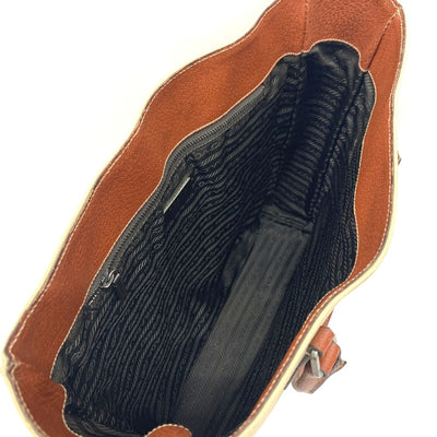 PRADA(プラダ) キャンバス トートバッグ BR0391 キャンバス×レザー ベージュ×ブラウン 【102062443003】