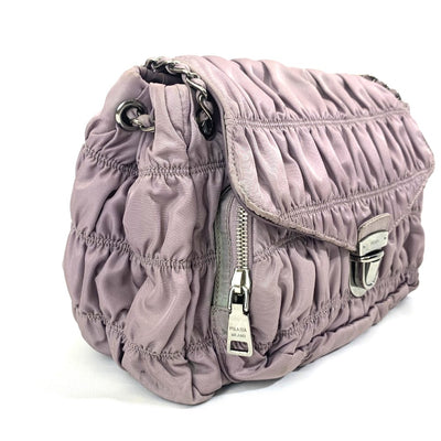 PRADA(プラダ) ギャザーナイロン チェーンショルダーバッグ BR4608 パープル レディース 【102062455001】