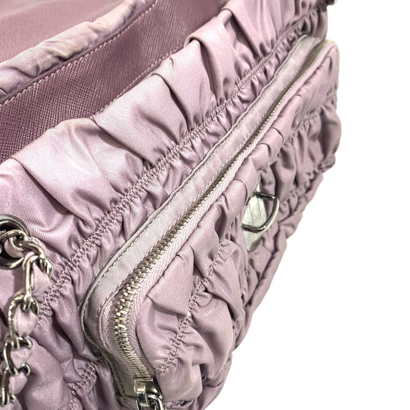 PRADA(プラダ) ギャザーナイロン チェーンショルダーバッグ BR4608 パープル レディース 【102062455001】