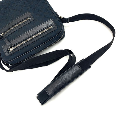 GUCCI(グッチ) GGキャンバス ショルダーバッグ 92551 キャンバス×レザー ブラック メンズ 【102062487003】