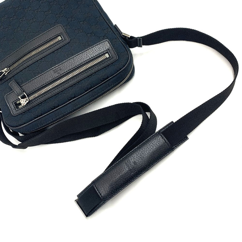 GUCCI(グッチ) GGキャンバス ショルダーバッグ 92551 キャンバス×レザー ブラック メンズ 【102062487003】