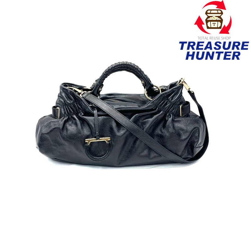 Salvatore Ferragamo フェラガモ ガンチーニ ハンドバッグ レザー ブラック レディース バッグ 【102062488003】