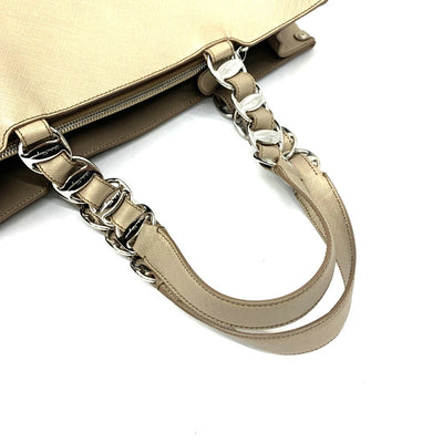 Salvatore Ferragamo フェラガモ Wガンチーニ ヴァラ チェーン ハンドバッグ レザー ベージュ レディース バッグ 【102062490003】