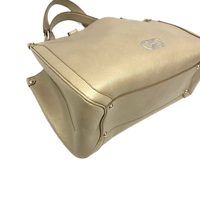 Salvatore Ferragamo フェラガモ Wガンチーニ ヴァラ チェーン ハンドバッグ レザー ベージュ レディース バッグ 【102062490003】