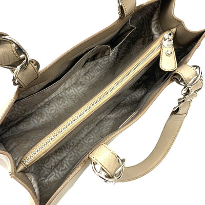 Salvatore Ferragamo フェラガモ Wガンチーニ ヴァラ チェーン ハンドバッグ レザー ベージュ レディース バッグ 【102062490003】