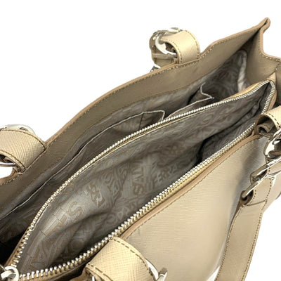 Salvatore Ferragamo フェラガモ Wガンチーニ ヴァラ チェーン ハンドバッグ レザー ベージュ レディース バッグ 【102062490003】