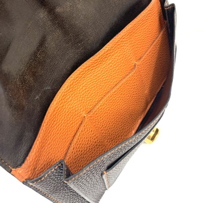 HERMES(エルメス) ドゴン GM 長財布 トゴ ブラウン×オレンジステッチ □I ベルト金具 二つ折り開閉  【102062498001】