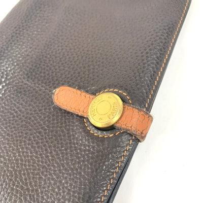 HERMES(エルメス) ドゴン GM 長財布 トゴ ブラウン×オレンジステッチ □I ベルト金具 二つ折り開閉  【102062498001】