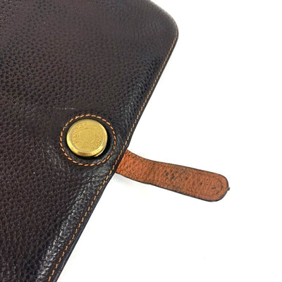HERMES(エルメス) ドゴン GM 長財布 トゴ ブラウン×オレンジステッチ □I ベルト金具 二つ折り開閉  【102062498001】