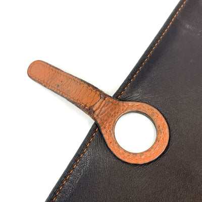 HERMES(エルメス) ドゴン GM 長財布 トゴ ブラウン×オレンジステッチ □I ベルト金具 二つ折り開閉  【102062498001】