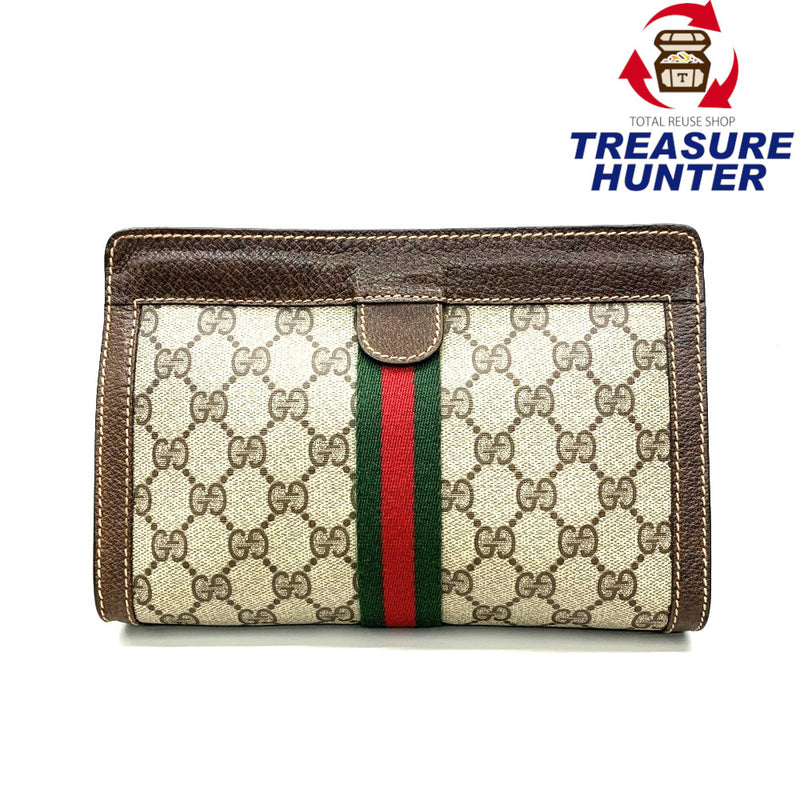 GUCCI(グッチ)　GGシェリーライン　クラッチバッグ　PVCレザー　ブラウン　 【102062554001】