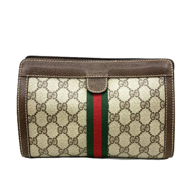 GUCCI(グッチ)　GGシェリーライン　クラッチバッグ　PVCレザー　ブラウン　 【102062554001】
