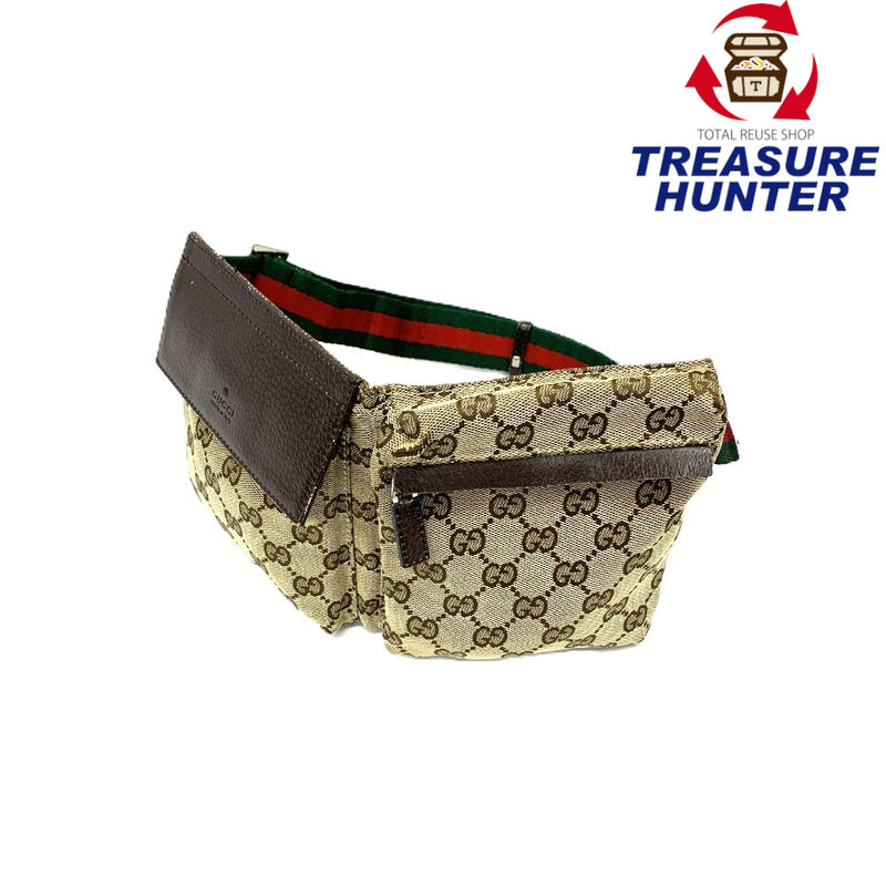 GUCCI グッチ GGキャンバス ウエストバッグ GGキャンバス×レザー ブラウン 28566 【102062590003】