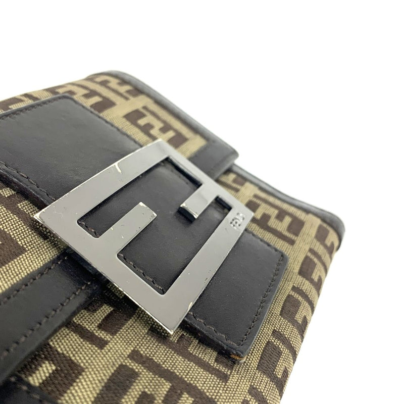 FENDI(フェンディ) ズッキーノ フラップ三つ折り財布 キャンバス×レザー ブラウン  【102062649001】