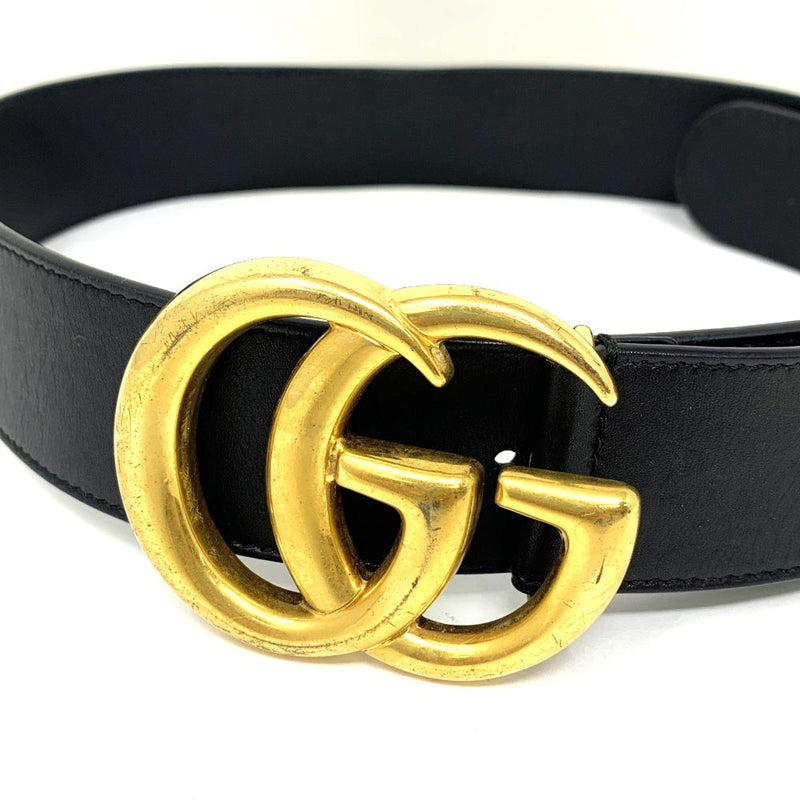 GUCCI グッチ ダブルG ワイドベルト レザー ブラック/ゴールド 400593 ウエスト70-85cm  【102062656003】