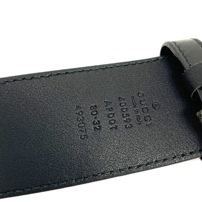 GUCCI グッチ ダブルG ワイドベルト レザー ブラック/ゴールド 400593 ウエスト70-85cm  【102062656003】