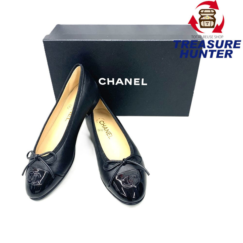 CHANEL(シャネル) バレリーナ サイズ36 1/2 約23.5ｃｍ ラムスキン×パテント カーフスキン ブラック G02819-Y01552-94305 レディース シューズ 【102062731003】