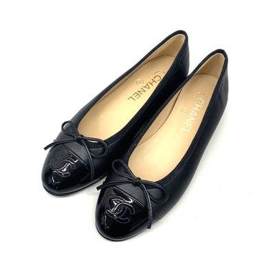 CHANEL(シャネル) バレリーナ サイズ36 1/2 約23.5ｃｍ ラムスキン×パテント カーフスキン ブラック G02819-Y01552-94305 レディース シューズ 【102062731003】