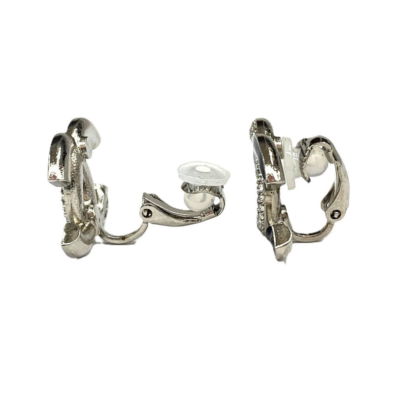 CHANEL(シャネル)ココマーク ラインストーン イヤリング ブラック×シルバー 【102062733003】