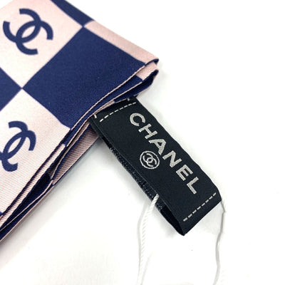 CHANEL(シャネル)ツイリースカーフ シルク100％ ネイビー×ピンク 【102062734003】