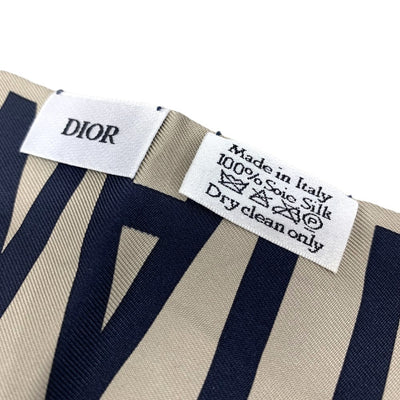 Christian Dior オブリーグ J'ADIOR ミッツァスカーフ シルク100% ネイビー×ベージュ系 ディオール 【102062734003】