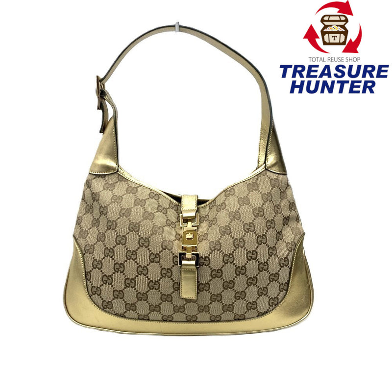 GUCCI(グッチ) ジャッキー ワンショルダーバッグ 001・3306・3444 GGキャンバス×レザー ベージュ×ゴールド レディース バッグ 【102062756003】