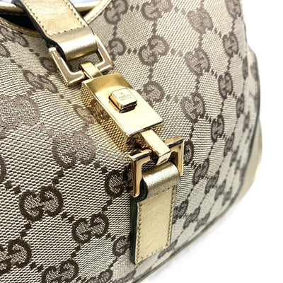 GUCCI(グッチ) ジャッキー ワンショルダーバッグ 001・3306・3444 GGキャンバス×レザー ベージュ×ゴールド レディース バッグ 【102062756003】