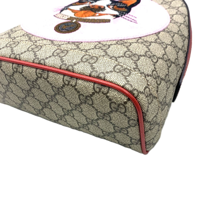 GUCCI(グッチ) GGスプリーム BOSCO リュックサック 495621 PVC×レザー  ベージュ/レッド 【102062804003】