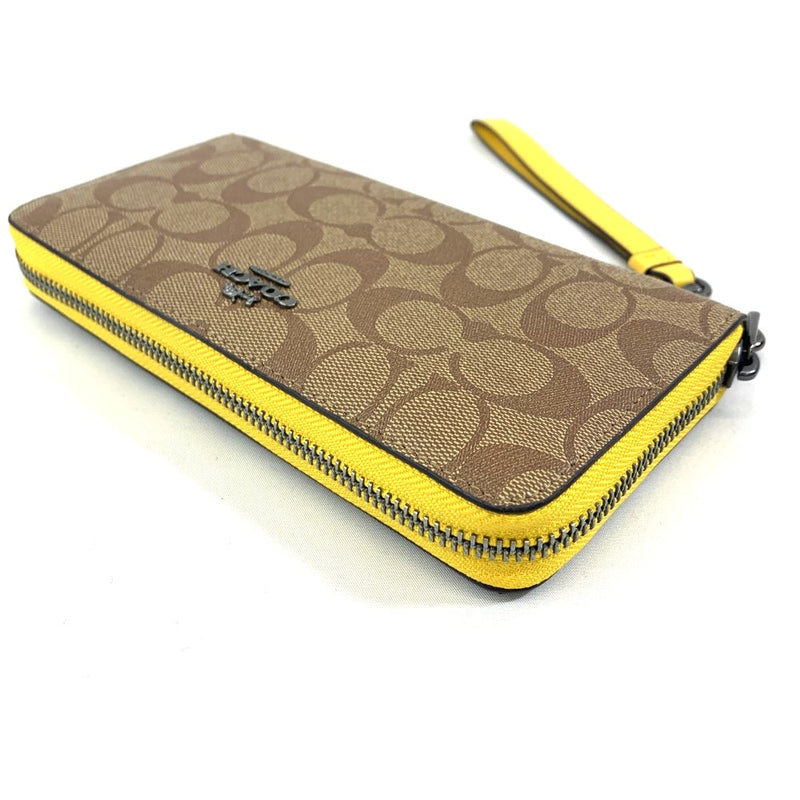 COACH(コーチ) シグネクチャー ロングジップ アラウンド ウォレット C4552 ブラウン×イエロー レディース 長財布 【102062814001】